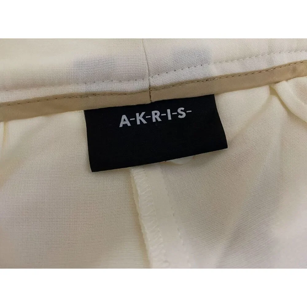Akris Women's White Fiyki Wide Leg Wool Double-Face Pants Size 8 - Picture 9 of 9